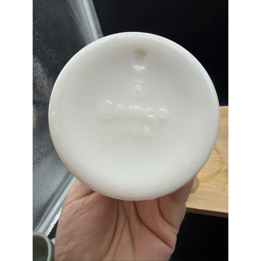 Vintage Gemco Corning Ware SPICE OF LIFE Vinegar  and Oil Cruets Milk Glass